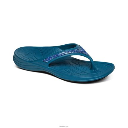 Fiji Orthotic Flips Aetrex Women Sea Blue Sparkle XLXT0200