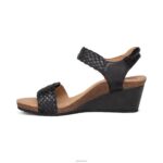 Grace Adjustable Woven Wedge Aetrex Women Black XLXT054 - Image 5
