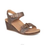 Grace Adjustable Woven Wedge Aetrex Women Taupe XLXT057 - Image 2