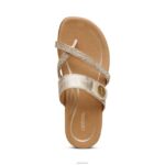 Izzy Adjustable Slide Sandal Aetrex Women Gold Sparkle XLXT0211 - Image 3
