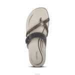 Izzy Adjustable Slide Sandal Aetrex Women Pewter Sparkle XLXT050 - Image 6