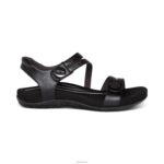 Jess Adjustable Quarter Strap Sandal Aetrex Women Black XLXT093 - Image 3