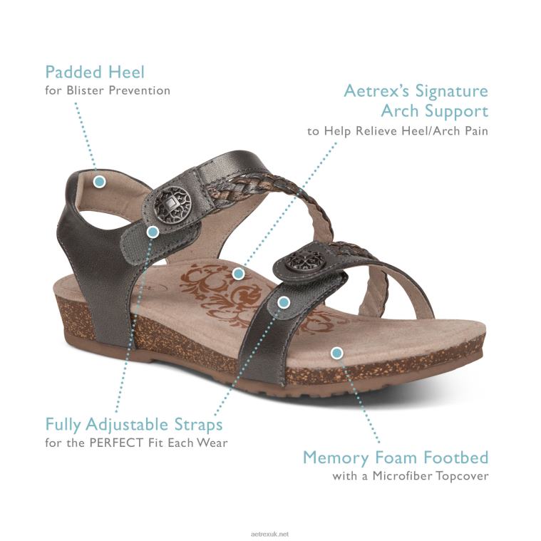 Jillian Braided Quarter Strap Sandal Aetrex Women Cork XLXT0306 - Image 8