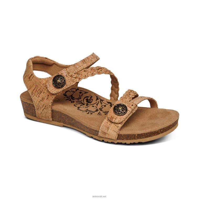 Jillian Braided Quarter Strap Sandal Aetrex Women Cork XLXT0306 - Image 1