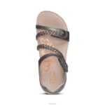 Jillian Braided Quarter Strap Sandal Aetrex Women Gunmetal XLXT014 - Image 2