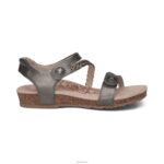 Jillian Braided Quarter Strap Sandal Aetrex Women Gunmetal XLXT014 - Image 4