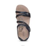 Jillian Braided Quarter Strap Sandal Aetrex Women Navy XLXT033 - Image 2