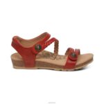 Jillian Braided Quarter Strap Sandal Aetrex Women Red XLXT0105 - Image 3