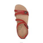 Jillian Braided Quarter Strap Sandal Aetrex Women Red XLXT0105 - Image 6