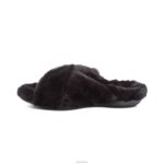 Penelope Adjustable Faux Fur Slippers Aetrex Women Black XLXT0257 - Image 2