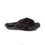 Penelope Adjustable Faux Fur Slippers Aetrex Women Black XLXT0257 - Image 4