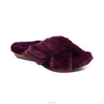 Penelope Adjustable Faux Fur Slippers Aetrex Women Wine XLXT0238