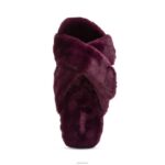 Penelope Adjustable Faux Fur Slippers Aetrex Women Wine XLXT0238 - Image 5