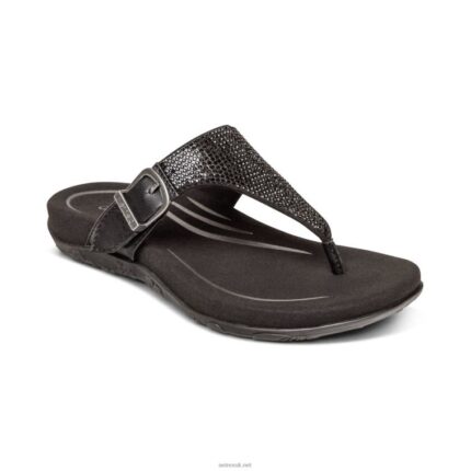 Rae Adjustable Thong Sandal Aetrex Women Black XLXT0236
