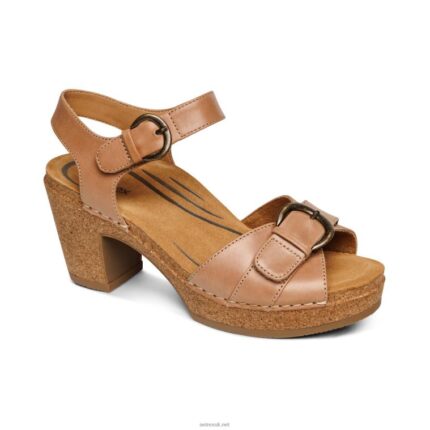 Tory Open Toe Heels Aetrex Women Camel XLXT0269