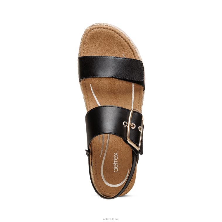 Vania Arch Support Platform Sandal Aetrex Women Black XLXT0311 - Image 5