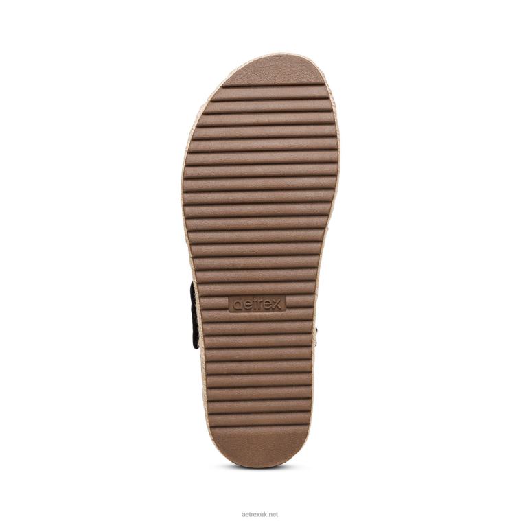 Vania Arch Support Platform Sandal Aetrex Women Black XLXT0311 - Image 6