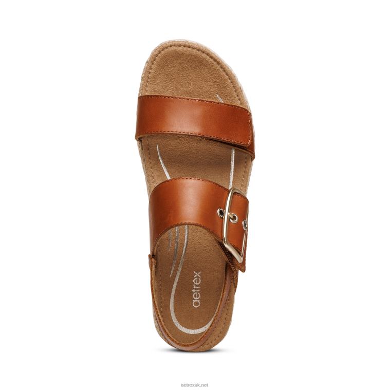Vania Arch Support Platform Sandal Aetrex Women Cognac XLXT0267 - Image 5