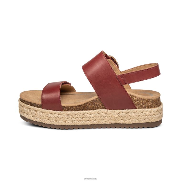 Vania Arch Support Platform Sandal Aetrex Women Red XLXT0266 - Image 4