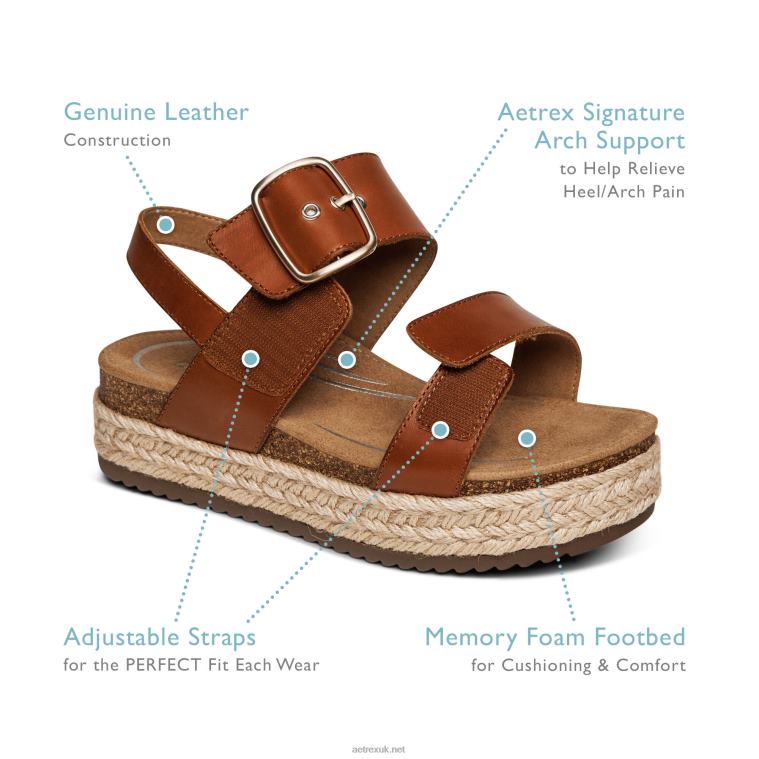 Vania Arch Support Platform Sandal Aetrex Women Red XLXT0266 - Image 8