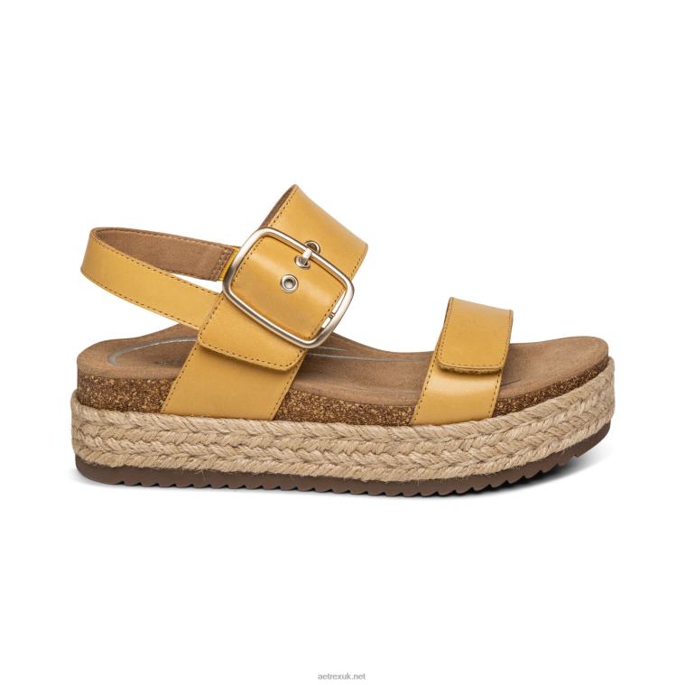 Vania Arch Support Platform Sandal Aetrex Women Yellow XLXT0195 - Image 2
