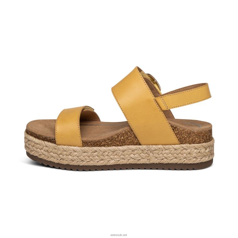 Vania Arch Support Platform Sandal Aetrex Women Yellow XLXT0195 - Image 4