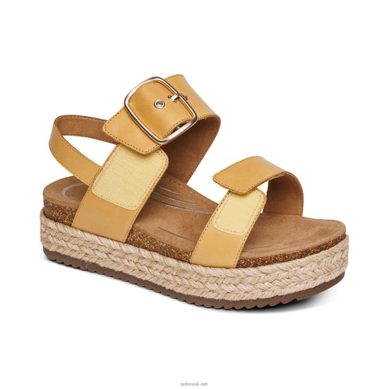 Vania Arch Support Platform Sandal Aetrex Women Yellow XLXT0195 - Image 7